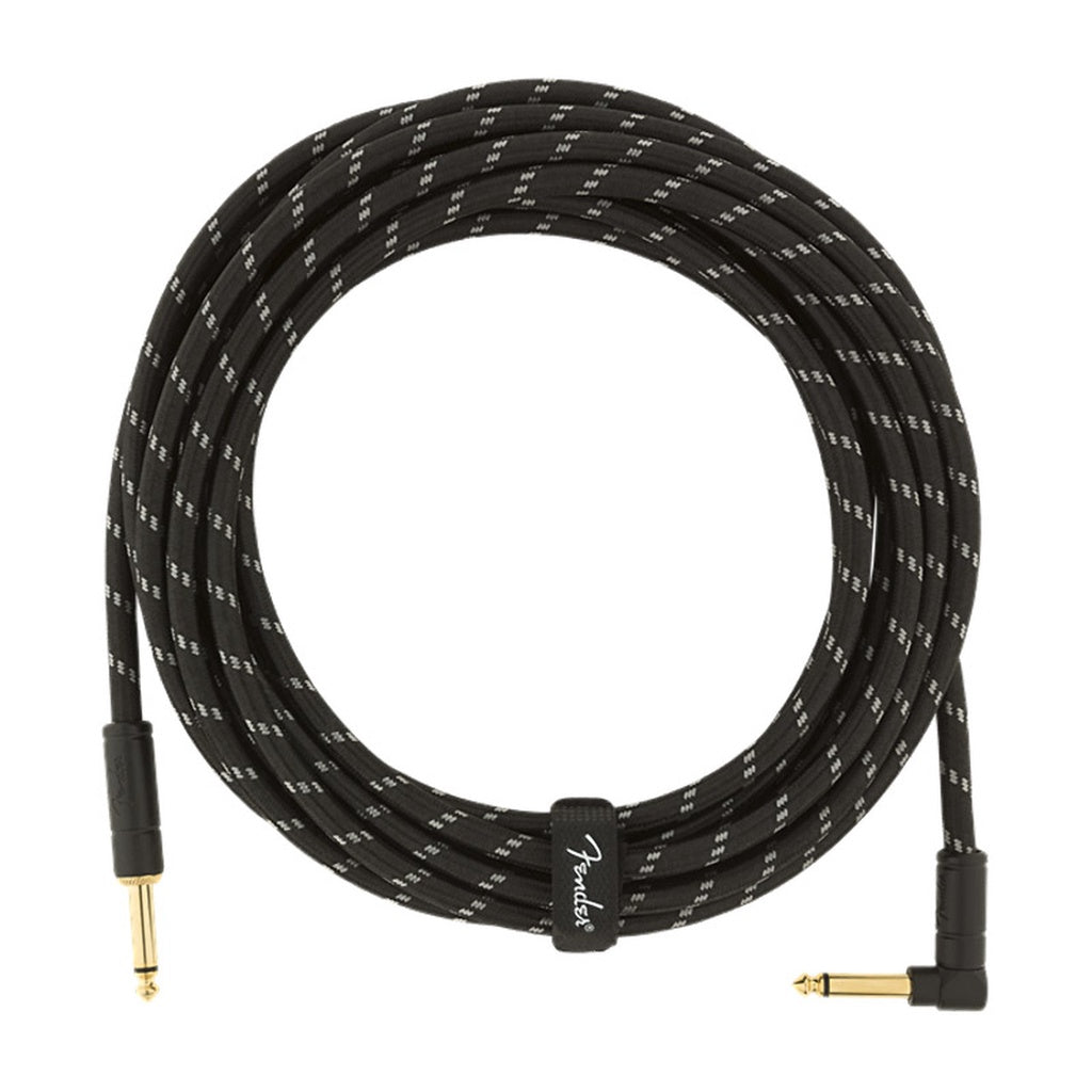 Fender 0990820079 Deluxe Series Angled 18.6ft Black TWEED Instrument Guitar Cable - Reco Music Malaysia