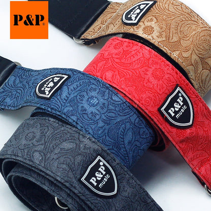 RM Acoustic Electric Bass RETRO / STAR Design Cotton Linen Guitar Strap - Reco Music Malaysia