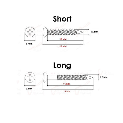 RM GF0090-Ni8S Electric Guitar Humbucker Pickup Mounting Ring Screws, Chrome 8 Short - Reco Music Malaysia