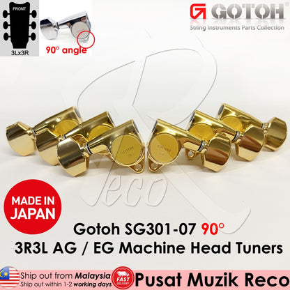 Gotoh SG301-07-GD 90 Degree Angle Acoustic Electric Guitar Machine Head SET, L3+R3, GOLD - Reco Music Malaysia