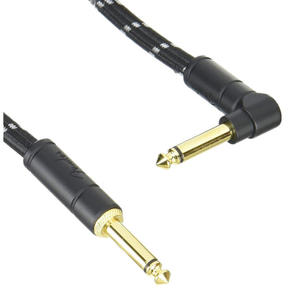 Fender 0990820079 Deluxe Series Angled 18.6ft Black TWEED Instrument Guitar Cable - Reco Music Malaysia