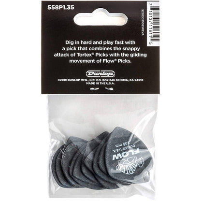 Jim Dunlop 558P135 Tortex Flow Standard 1.35 MM Grey Guitar Picks (12 Pcs/ Pack) - Reco Music Malaysia