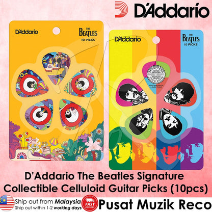 D'Addario 1CWH4-10B7 The Beatles Yellow Submarine 50th Anniversary Guitar Picks, Medium Gauge (.70mm), 10-Pack - Reco Music Malaysia