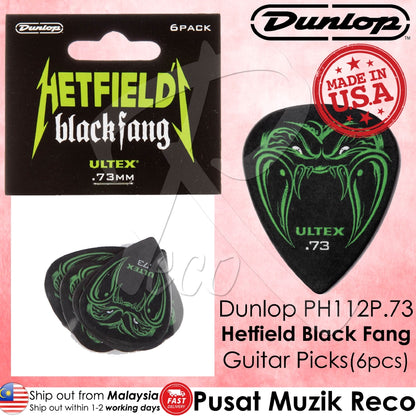 Jim Dunlop PH112P73 James Hetfield Black Fang 0.73mm Guitar Picks Player Pack - Reco Music Malaysia