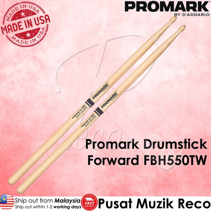 Promark FBH550TW Hickory 5A Forward Balance Tear Drop Wood Tip Drumstick - Reco Music Malaysia