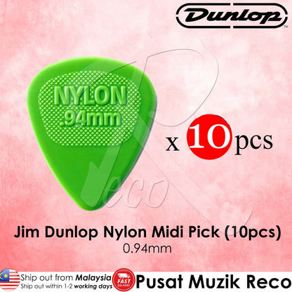 10 x Jim Dunlop Nylon Midi Guitar Pick - Reco Music Malaysia