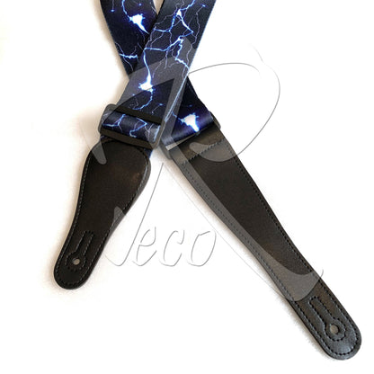 RM Designer Polyester Guitar Strap - Blue Lightning - Reco Music Malaysia