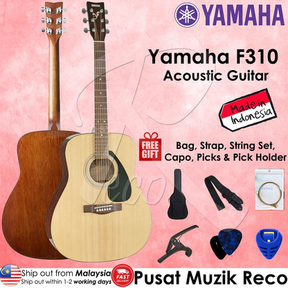 Yamaha F310 Spruce Top Acoustic Guitar With FREE Gig Bag & Accessories - Reco Music Malaysia