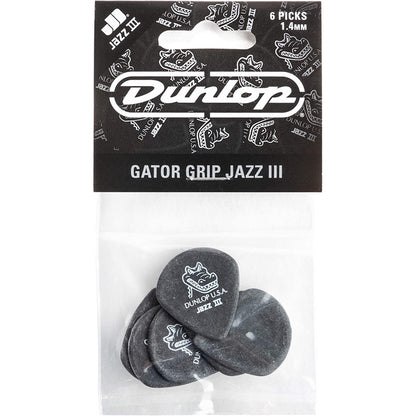 Jim Dunlop 571P140 Gator Grip Jazz III Guitar Picks Pack 1.4MM 6-Pack - Reco Music Malaysia