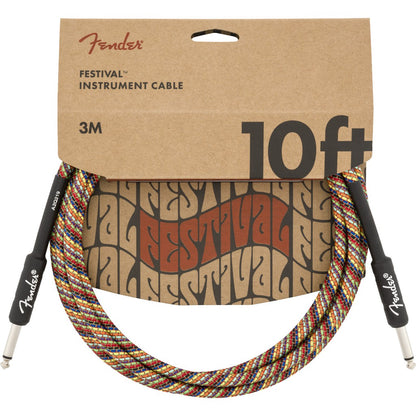 Fender 0990910299 Festival Hemp Straight to Straight Guitar Cable, 10ft, Rainbow - Reco Music Malaysia