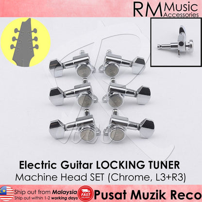 RM GF0048CR-L3R3 Chrome Electric Guitar Locking Tuner Guitar Machine Head SET - Reco Music Malaysia