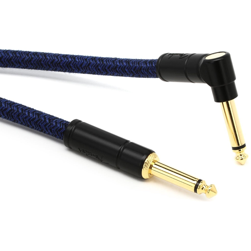 Fender 0990910073 Festival Hemp Braided Woven Angled Instrument Cable, 10ft, Straight-Angle, Blue Dream - Reco Music Malaysia