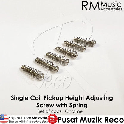 RM GF0170-CR Chrome Electric Guitar Single Coil Pickups Height Adjusting Screws with Spring - Reco Music Malaysia