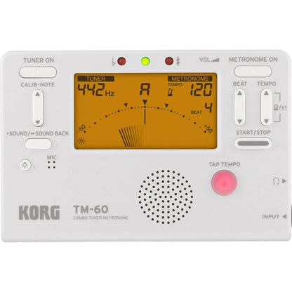 Korg TM60-WH Instrument Combo Tuner Metronome, White - Reco Music Malaysia