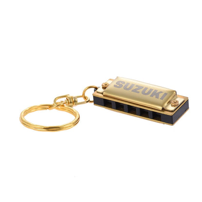 Suzuki MINI Harmonica Keychain Harmonica 5 Holes 10 Tone C Key, Golden - Reco Music Malaysia