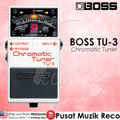 Boss TU-3 Chromatic Tuner Pedal With Bypass | Reco Music Malaysia