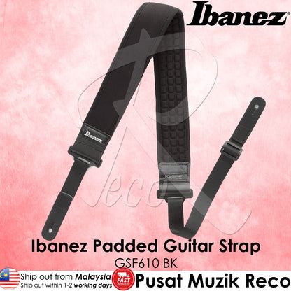 Ibanez GSF510BK Black Powerpad 7mm Padded Guitar Strap - Reco Music Malaysia