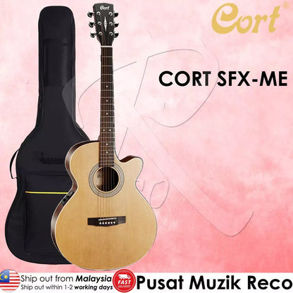 Cort SFX-ME OP Slim Body Acoustic Electric Guitar, Open Pore - Reco Music Malaysia