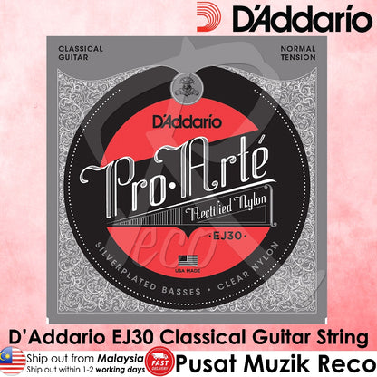 D'Addario EJ30 Pro-Arté Rectified Trebles Nylon Classical Guitar Strings | Reco Music Malaysia