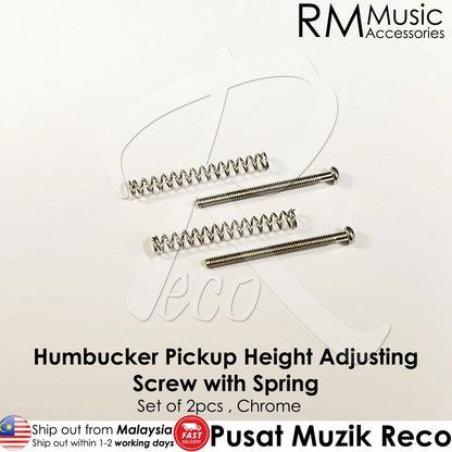 【2pcs】RM GF0348-CR Chrome Electric Guitar Humbucker Pickups Height Adjusting Screws with Spring - Reco Music Malaysia