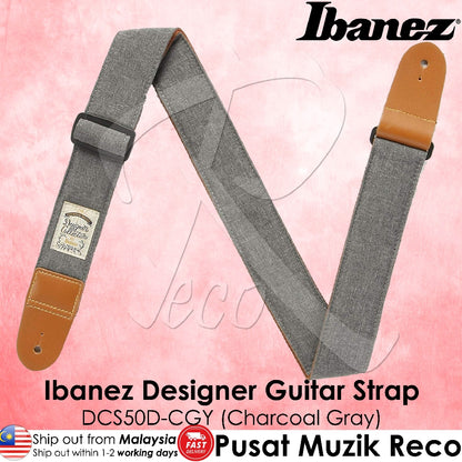 Ibanez DCS50D-CGY Charcoal Gray Designer Collection Guitar Strap - Reco Music Malaysia