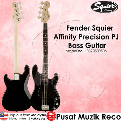 Fender Squier 0370500506 Affinity Precision PJ Bass Guitar Laurel FB Black | Reco Music Malaysia