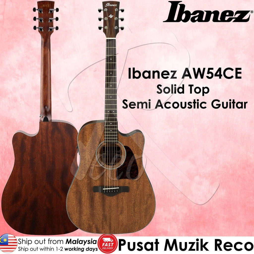 Ibanez AW54CE OPN Solid Mahogany Top Acoustic-Electric Guitar – Reco ...