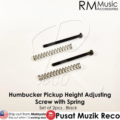 【2pcs】RM GF0348-BK Black Electric Guitar Humbucker Pickups Height Adjusting Screws with Spring - Reco Music Malaysia