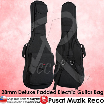 RM 28mm Deluxe Thick Padded Electric Guitar Bag with Neck Rest Padded Double Shoulder Strap