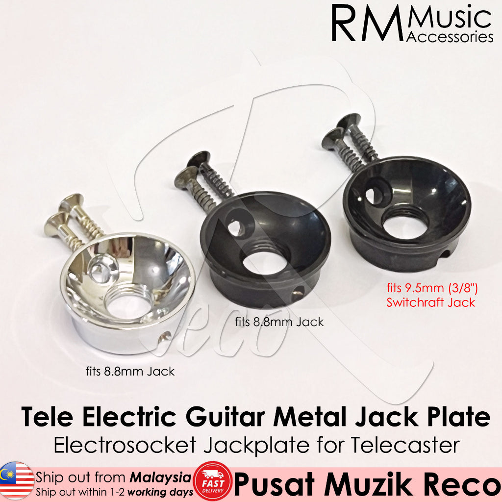 RM GF0182CR-8.8 Electric Guitar Telecaster Output Jack Metal Jack Plate, Chrome - Reco Music Malaysia