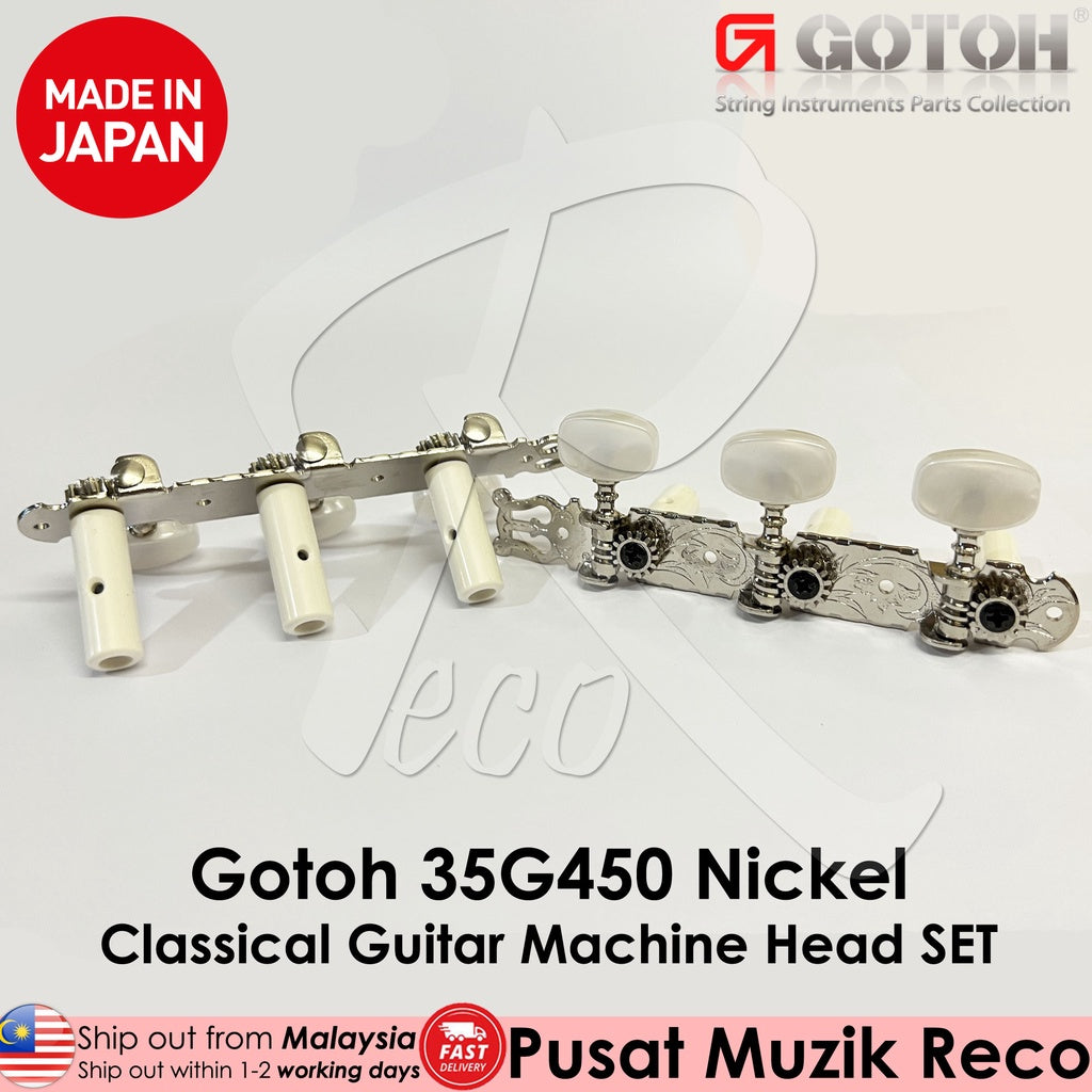 GOTOH 35G450NI Classical Guitar Tuner Machine Head, Nickel Finish - Reco Music Malaysia