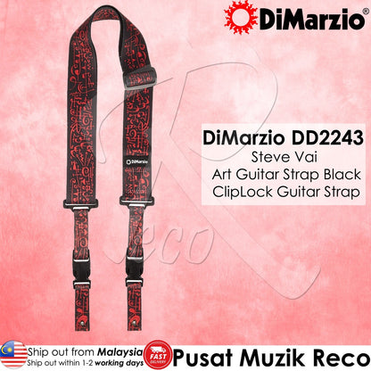 DiMarzio DD2243 Steve Vai ClipLock Signature Art Strap Cliplock Guitar Strap, Black - Reco Music Malaysia