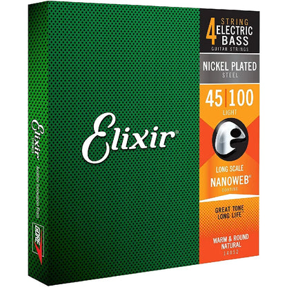 Elixir 14052 Nanoweb Coated 4 String Electric Bass Guitar Strings 45-100 | Reco Music Malaysia